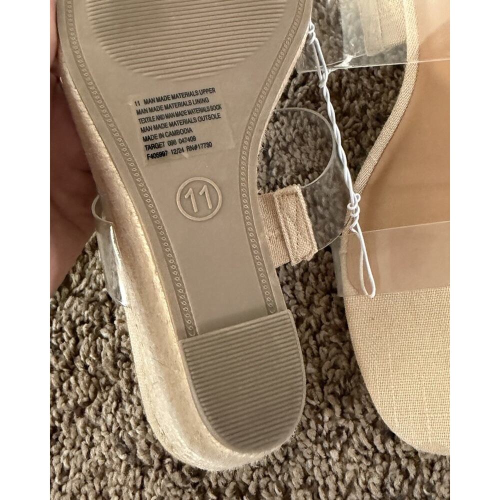 A New Day Clear Strap Espadrille Wedge Sandals Nude Beige Size 11 NWT - Picture 5 of 8